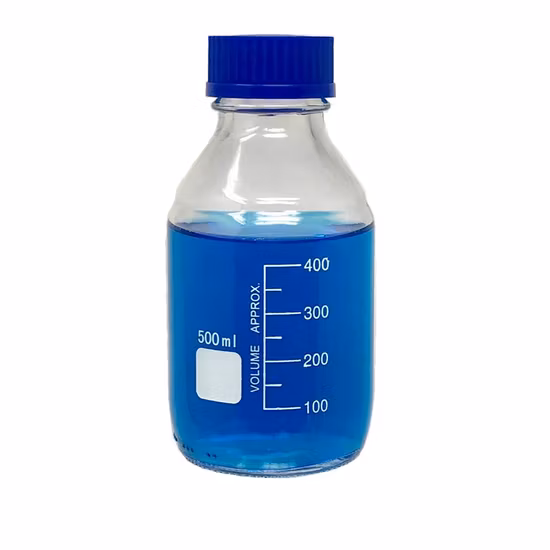 Glassware Transparent Brown 250ml 500ml 1000ml Reagent Bottle with Blue Cap in Laboratory 